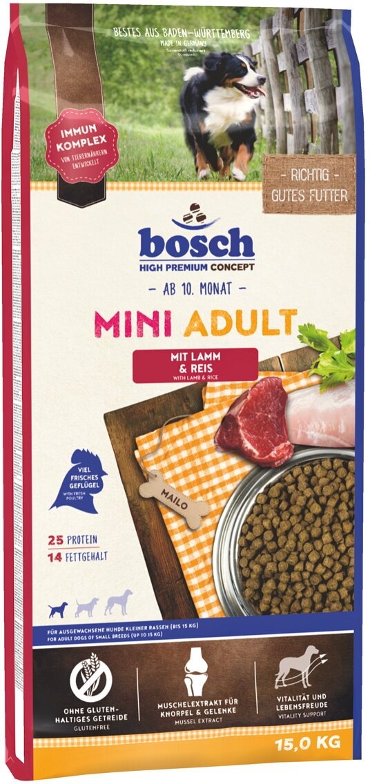 Bosch Adult Mini Lamb&Rice Сухой корм для собак мелких пород Ягненок и Рис 15кг