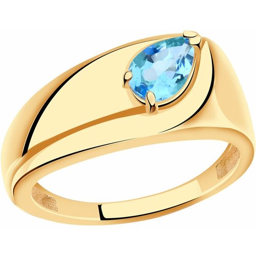 фото Кольцо diamant online, серебро, 925 проба, золочение, топаз, размер 18.5