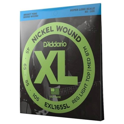 фото D'addario exl165sl струны для 4-х струнной бас гитары, 45-106
