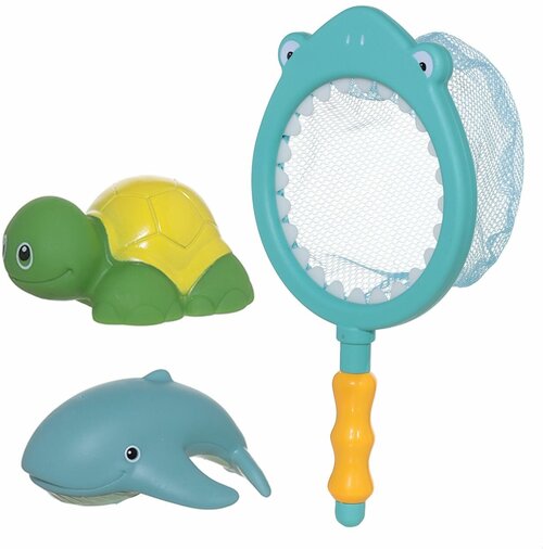 Набор игрушек для купания, 3 пр, сачок/игрушки, резина/пластик, Акула, Aquatic animals