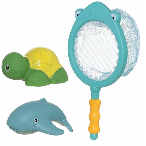 Набор игрушек для купания, 3 пр, сачок/игрушки, резина/пластик, Акула, Aquatic animals