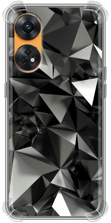 Дизайнерский силиконовый с усиленными углами чехол для Оппо Рено8 Т / OPPO Reno8 T Черные кристаллы
