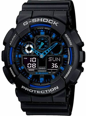 Наручные часы CASIO G-Shock GA-100-1A2, черный, синий