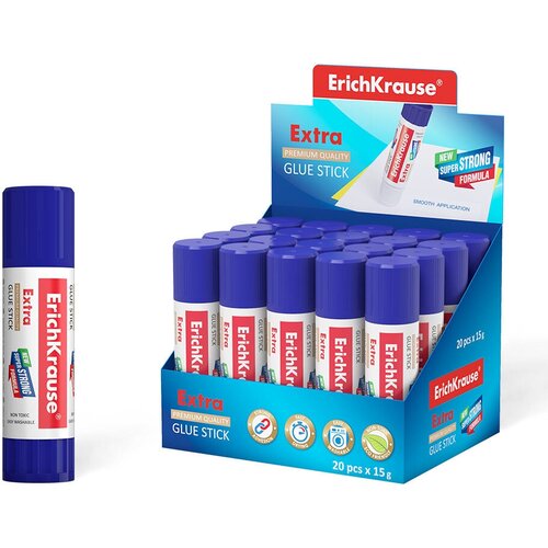 Клей-карандаш ErichKrause® Extra, 15г, 10шт