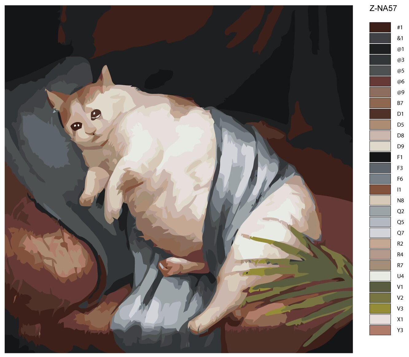 Толстый котик Раскраска картина по номерам на холсте Z-NA57