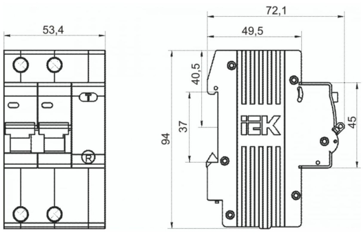 АД-12 MAD10-2-025-B-030 Автоматический выключатель дифференциального тока двухполюсный 25А (тип AC, 4.5 кА) Упаковка (5 шт.) IEK - фото №2