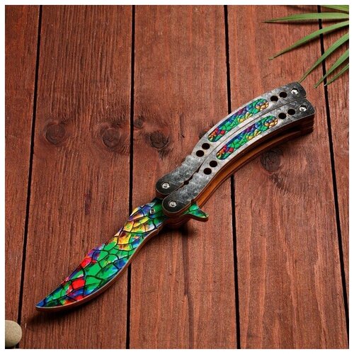 Сувенир деревянный Нож Бабочка разноцветный