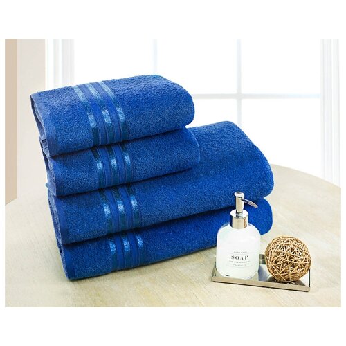 фото Доми набор из 4-х полотенец harmonika цвет: синий 50х80 см - 2 шт, 70х130 см - 2 шт dome
