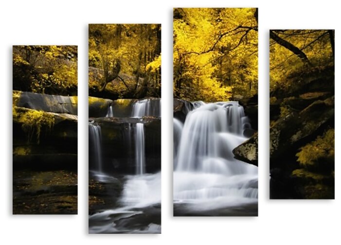 Модульная картина на холсте "Осенний водопад" 90x70 см