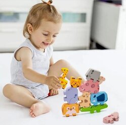 Детская развивающая деревянная игра балансир Зоопарк / игрушки из дерева / Монтессори / ЭКО-игрушка / Настольная игра