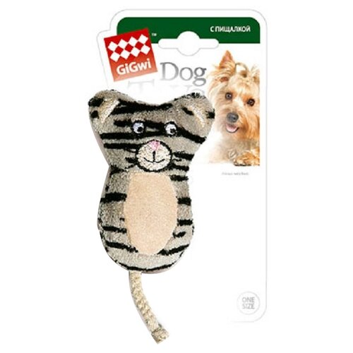 Игрушка для собак GiGwi Dog Toys Кот без набивки (75024), серый, 1шт. игрушка для собак gigwi dog toys кот без набивки 75024 серый 1шт