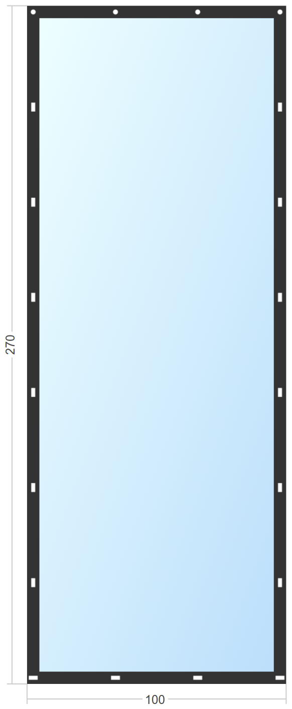 Мягкое окно Софтокна 100х270 см съемное, Скоба-ремешок, Прозрачная пленка 0,7мм, Черная окантовка, Комплект для установки - фотография № 3