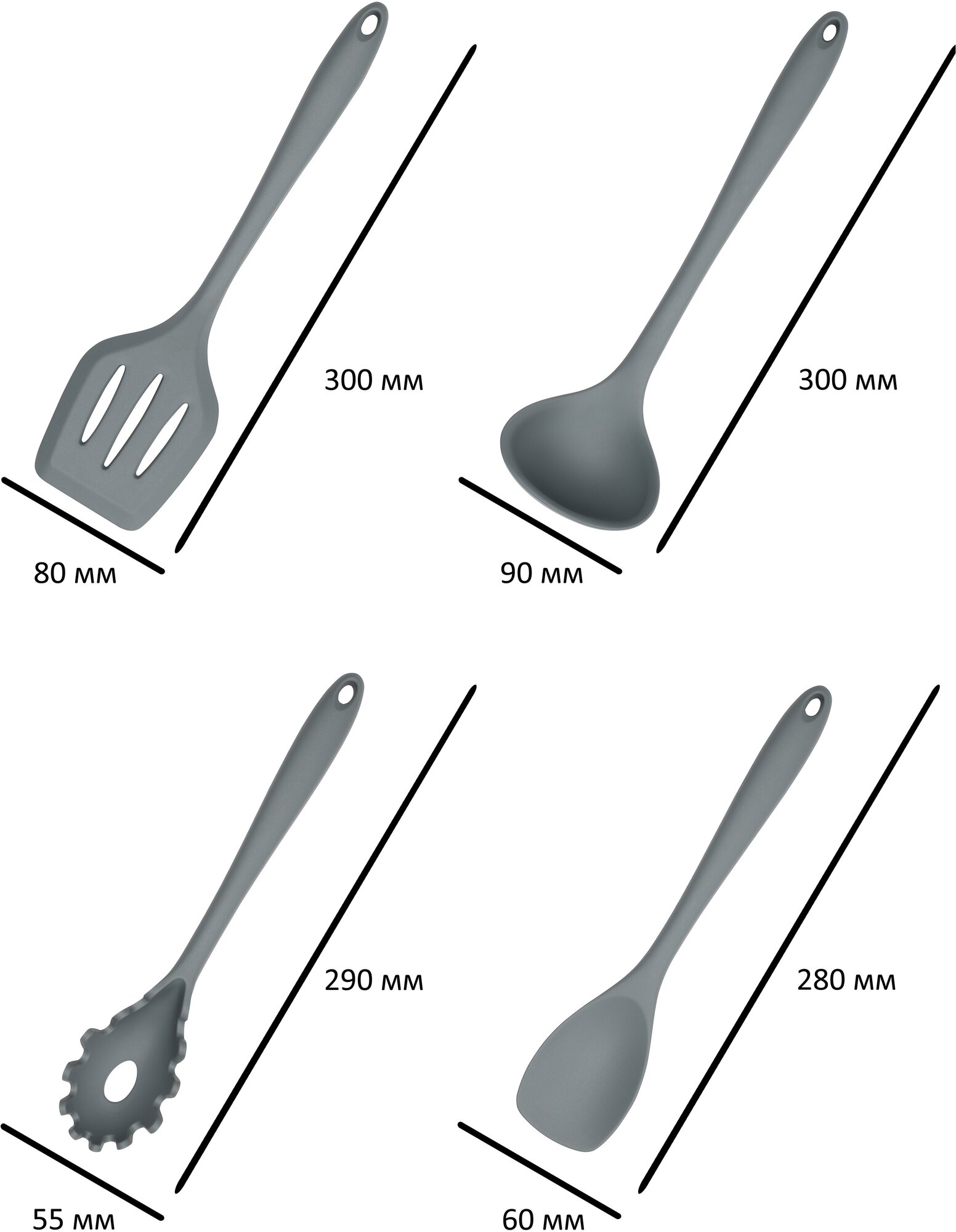 Набор кухонных принадлежностей из силикона 14 предметов | серый - фотография № 7