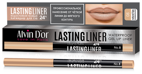 Alvin Dor Гелевый карандаш для губ автоматический Lasting Liner, 08 natural lips (универсальный)