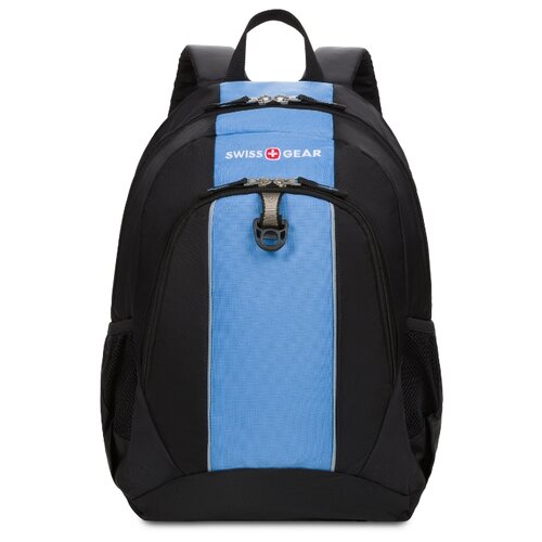 фото Рюкзак swissgear, чёрный/голубой, полиэстер 420d, 32х14х45 см, 20 л