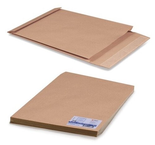 Пакеты почтовые курт Е4+ объемный (300х400х40 мм) до 300 листов, крафт-бумага, отрывная полоса, комплект 25 шт, 302127.25