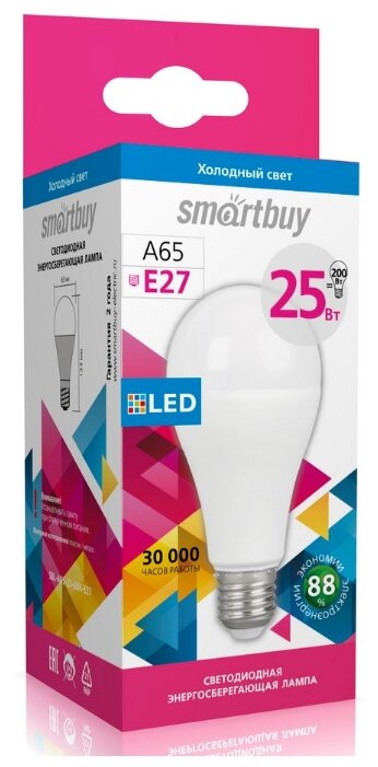 Лампа светодиодная SMARTBUY (SBL-A65-25-60K-E27) 25W/6000/E27 - фотография № 2