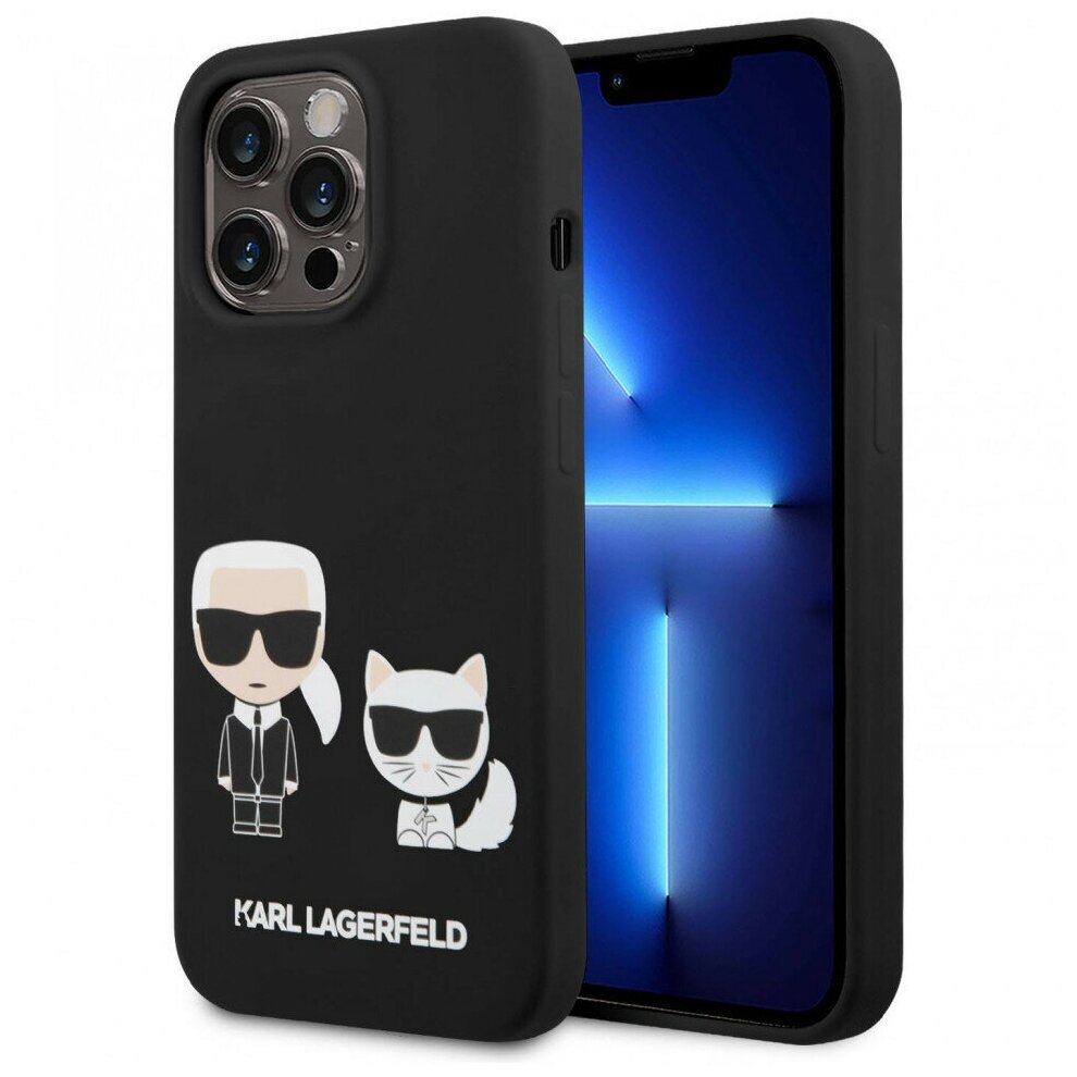 Чехол Karl Lagerfeld силиконовый для iPhone 14 Pro, Liquid silicone Karl & Choupette черный