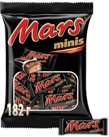 Батончики шоколадные мини MARS "Minis" с нугой и карамелью в молочном шоколаде, 182 г, 2261