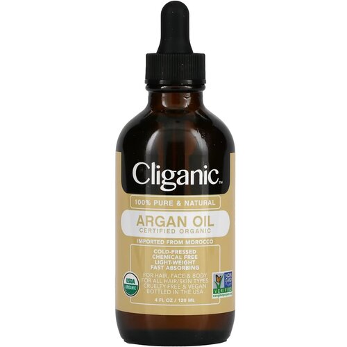 Cliganic, 100% чистое и натуральное аргановое масло, 120 мл (4 жидк. унции)