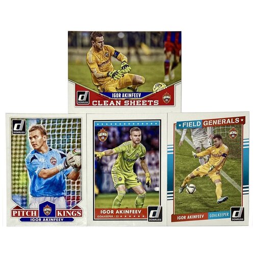 Набор из 4 карточек футболиста Игоря Акинфеева ЦСКА / Коллекция Panini Donruss Soccer 2015 / Подарочный набор футбольных карточек панини