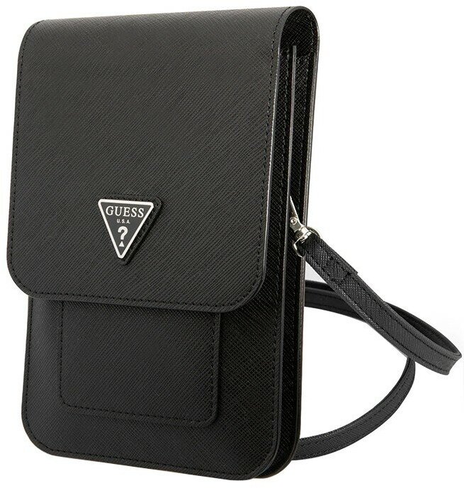 Сумка Guess Wallet Bag Saffiano Triangle logo для смартфонов черная