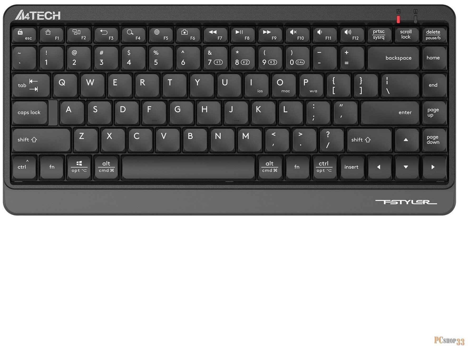 Клавиатура A4TECH Fstyler FBK11, USB, Bluetooth/Радиоканал, черный серый [fbk11 grey] - фото №1