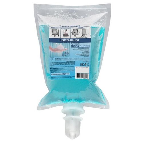 Картридж с жидким мылом KEMAN нейтрал пенное синее S4 1000мл 100105-1000