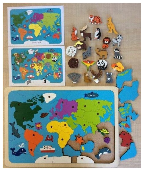 Крона (игрушки) Мозаика-вкладыш Карта мира, 82 детали