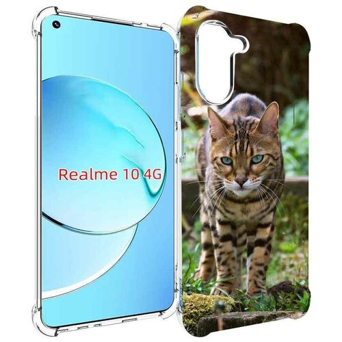 Чехол MyPads порода кошка бенгальская для Realme 10 задняя-панель-накладка-бампер