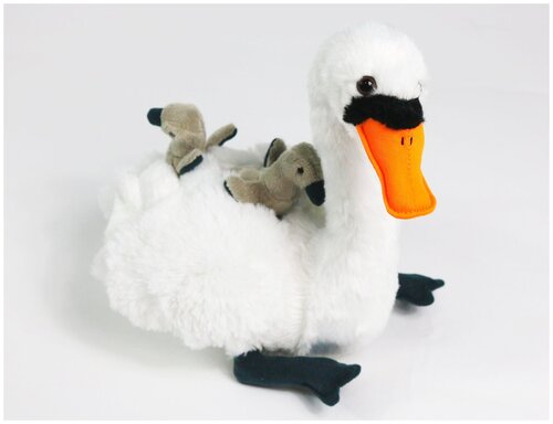 Мягкая игрушка LEOSCO Лебедь 25 см с Лебедятами