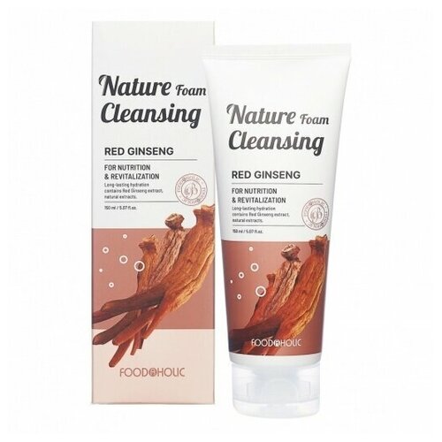 FOODAHOLIC Увлажняющая пенка для умывания с красным женьшенем NATURE FOAM CLEANSING RED GINSENG, 150мл пенка для умывания с экстрактом красного женьшеня nature foam cleansing red ginseng 150мл