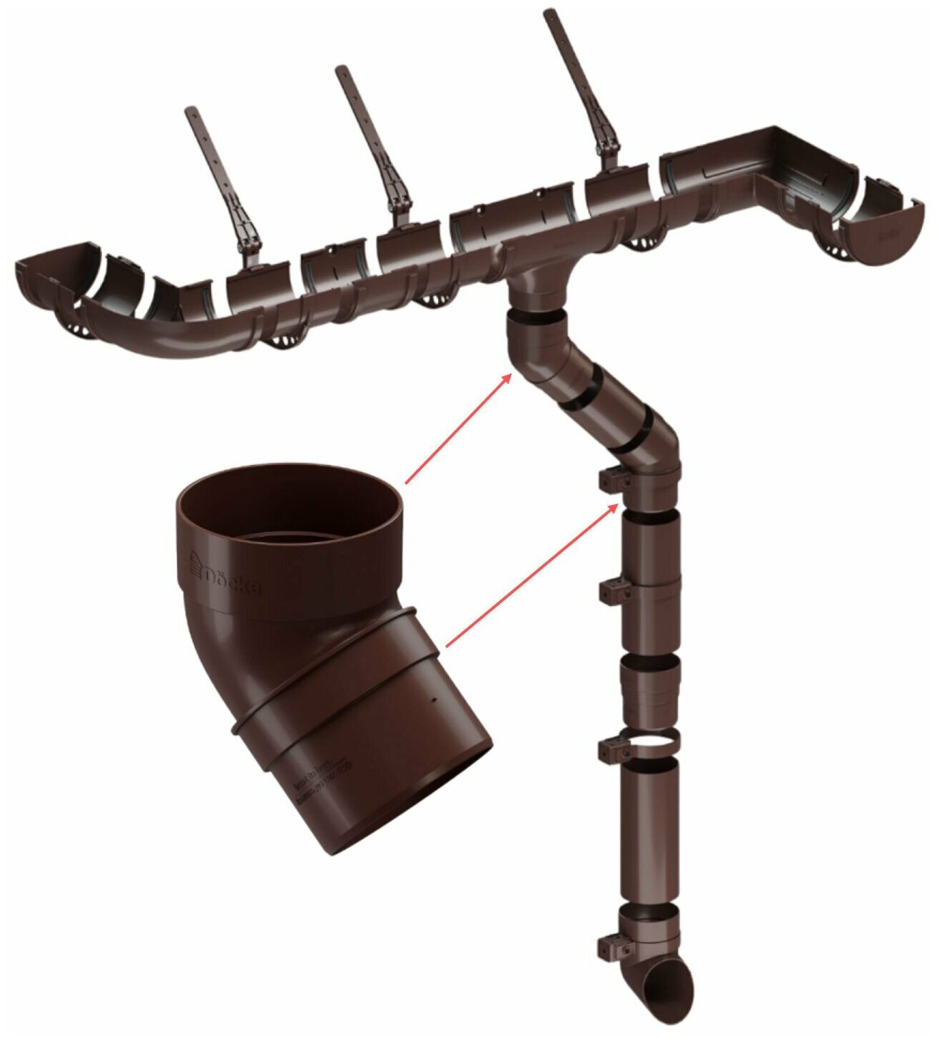 Колено трубы 45 град. DOCKE темно-коричневый