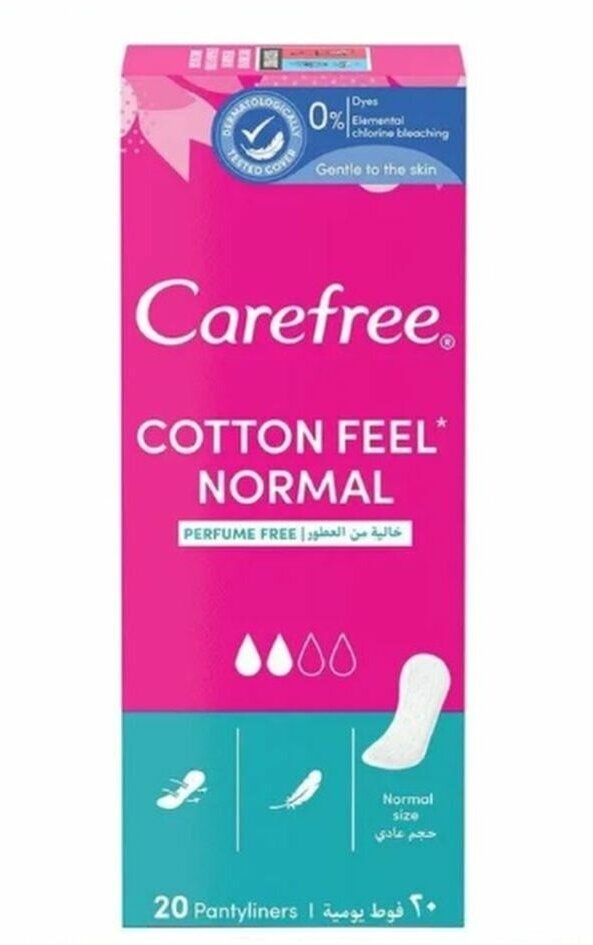 Carefree прокладки ежедневные Cotton Feel Normal, 2 капли, 20 шт.