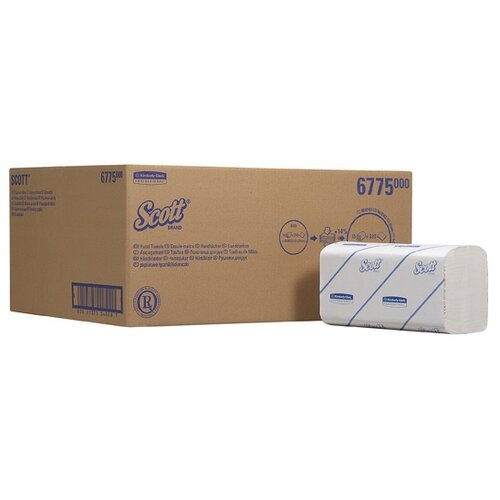 Купить 6775 Бумажные полотенца в пачках Scott белые однослойные (15 пач х 320 л), белый, Туалетная бумага и полотенца