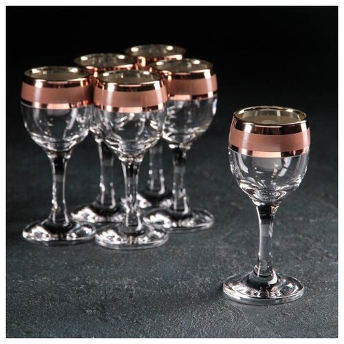 фото Набор рюмок ампир, 60 мл, 6 шт, цвет рубин гусь-хрустальный стекольный завод 5077941 .