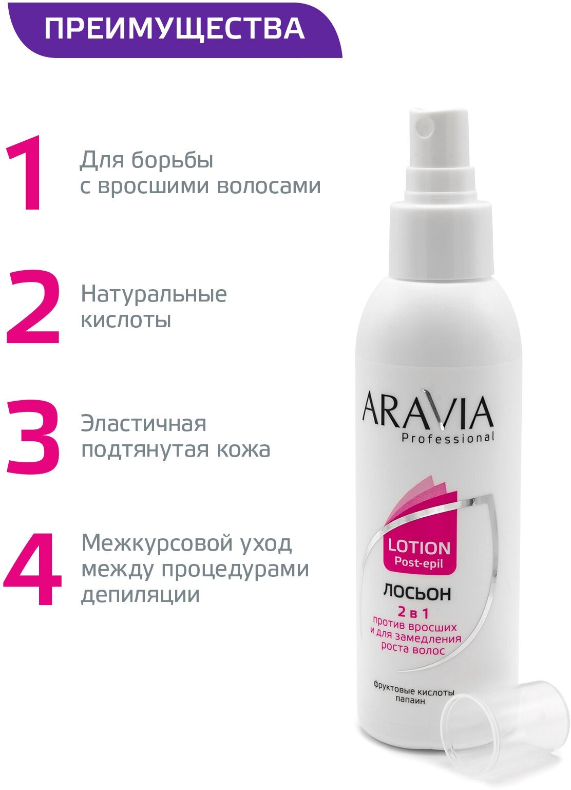 Aravia professional Лосьон 2 в 1 от врастания и для замедления роста волос с фруктовыми кислотами 150 мл (Aravia professional, ) - фото №6