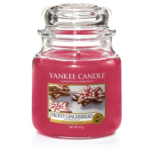 фото Yankee candle / свеча средняя в стеклянной банке имбирный пряник с глазурью frosty gingerbread 411 гр / 65-90 часов