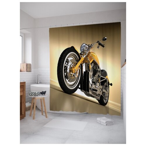 фото Штора для ванной joyarty желтый мотоцикл 180х200 (sc-18233)