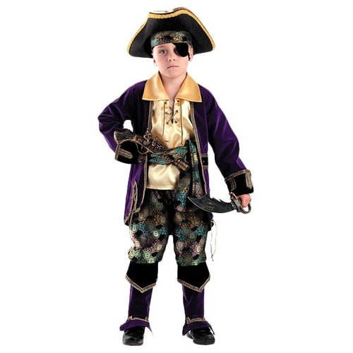 фото Карнавальный костюм капитан пиратов лиловый батик