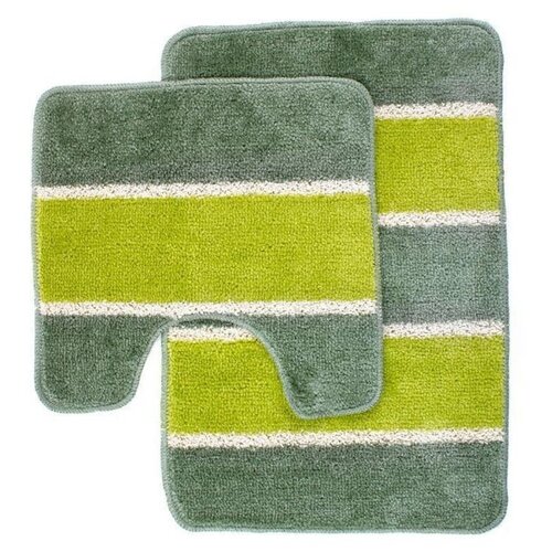 Комплект ковриков зеленый для ванной комнаты и туалета