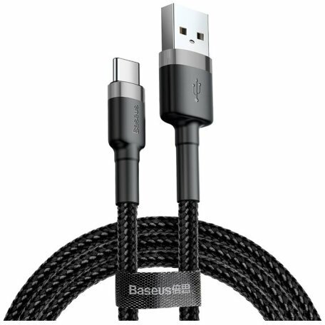 Кабель для зарядки и передачи данных Baseus Cafule Series, USB to Type-C, 18W, 3A, 1м, Черный+Серый