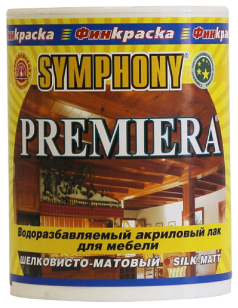 SYMPHONY Лак для дерева мебельный без запаха Symphony Premiera шелковисто-матовый 09 л  Дуб