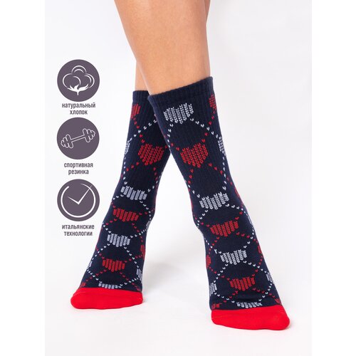 фото Женские носки красная ветка средние, фантазийные, размер 23-25, синий