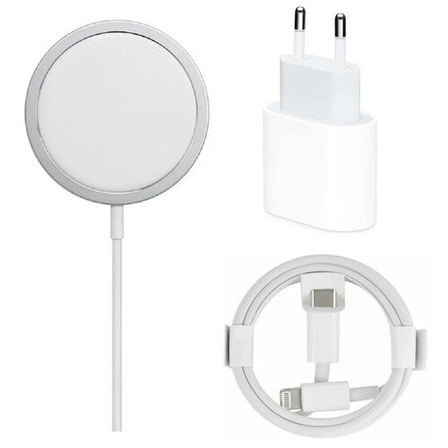 Зарядный комплект isa 3 в 1 с функцией MagSafe Charger, мощность Qi: 20 Вт, белый беспроводная зарядка c100 4в1 15w isa logo