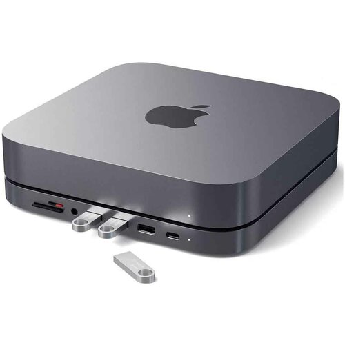 Док станция с подставкой Satechi Mac Mini Stand  & Hub для Mac Mini серый космос