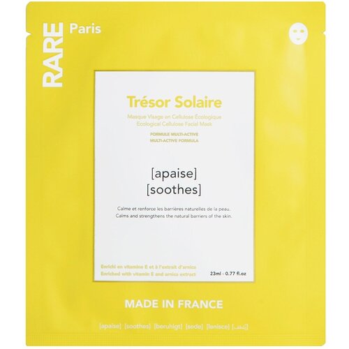 RARE PARIS Trésor Solaire Маска для лица тканевая успокаивающая и укрепляющая, 23 мл rare paris маска trésor solair успокаивающая и укрепляющая тканевая для лицаe 23 мл