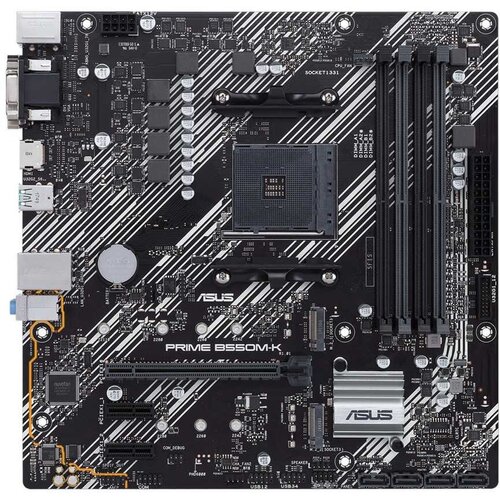 Материнская плата Asus PRIME B550M-K Soc-AM4 AMD B550 4xDDR4 mATX AC`97 8ch(7.1) GbLAN RAID+VGA+DVI+HDMI материнская плата msi pro b550m p gen3 soc am4