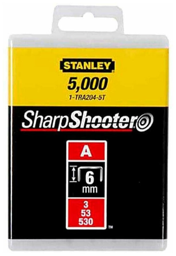 Скобы для степлера Stanley "light duty" тип "a" 6мм/ 1/4"х1000шт 1-tra204t