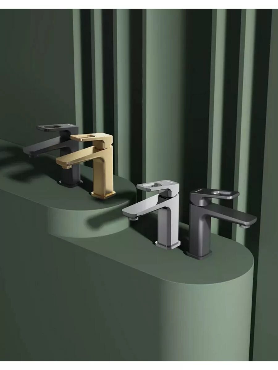 Смеситель для раковины Raglo, R51.10.09, латунный, поворотный, цвет графит — фото 1